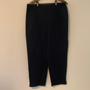 Eileen Fisher Black Organic Cotton Stretch Slim‎ Ankle Side Zip Pants Size LP